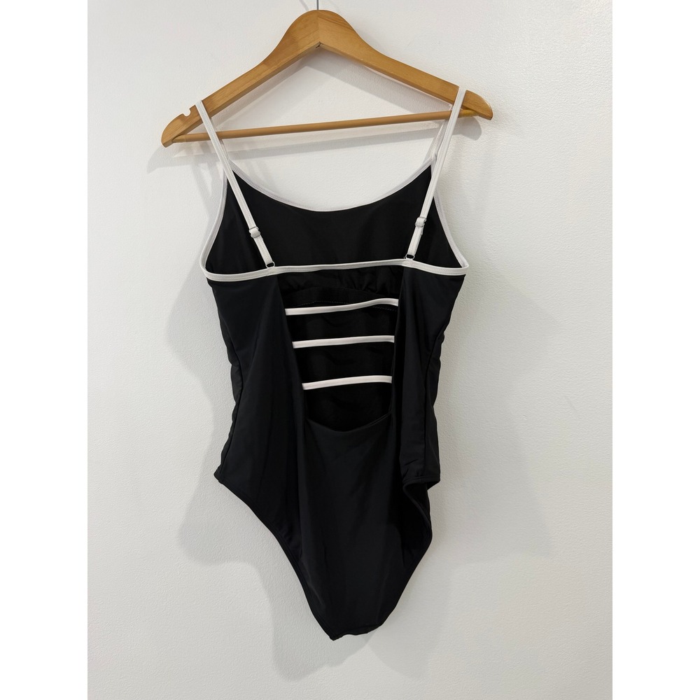 SOLDDDHurley Womens Black White Logo One Piece Swimsuit Open Back XL - Picture 3 of 5